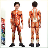 Kukombo Halloween Children Jumpsuit Skeleton Muscle Viscera Halloween New Creative Printing Kids Performance Cosplay Horror Costume Scary Bodysuit