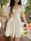 Kukombo Casual Elegant Lolita Mini Dress Women Vintage One Piece Dress Korean Female Short Y2k Pary Dresses 2022 Summer Kawaii Clothing