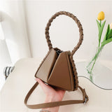 Kukombo Back to school Braided Handle Triangular Designer Mini Women Handbags Trends Summer Fashion Unique Ladies Shoulder Crossbody Bags