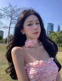 Kukombo Casual Floral Sexy Dress Women 2022 Summer Pink Sleeveless Patchwork Mini Dresses Female Elegant Party Holiday Slim Korean Dress