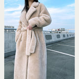 Kukombo 2023 Women 100% Wool Coats Long Plus Size Overcoat Winter Loose Cashmere Outerwear Thick And Warm H914