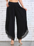 Kukombo New Spring And Summer Fashion Temperament Women's Pants Lace Irregular Trousers Loose Casual Harem Pants Wide-Leg Pants Women