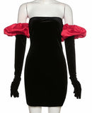 Kukombo Long Puff Sleeve Off Shoulder Autumn Winter Elegant Evening Party White Black Mini Dress Women Kawaii Dresses