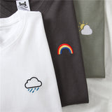 Kukombo T-Shirts Women Short Sleeve Tees O-Neck Embroidery All-Match Basic Fashion Unisex Teenagers Leisure Soft Summer Simple Clothes