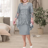 Kukombo Zjkrl Oversized Mother of The Bride Dresses Elegant Weddings Women Midi Dress Two Piece Evening Gown Robe Femme Embroidery Clothing
