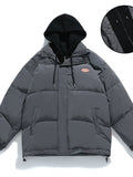 Kukombo Women Parker Winter 2023 New Down Cotton Jacket Women Loose Fake Two Bread Clothing Cotton Jacket Hooded Coat