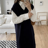 Kukombo Winter Women's Vest Sweater Women Fall Sleeveless Knitted Dress Maxi Vintage Oversize Y2k Sweater Vest Women Long Tank Top