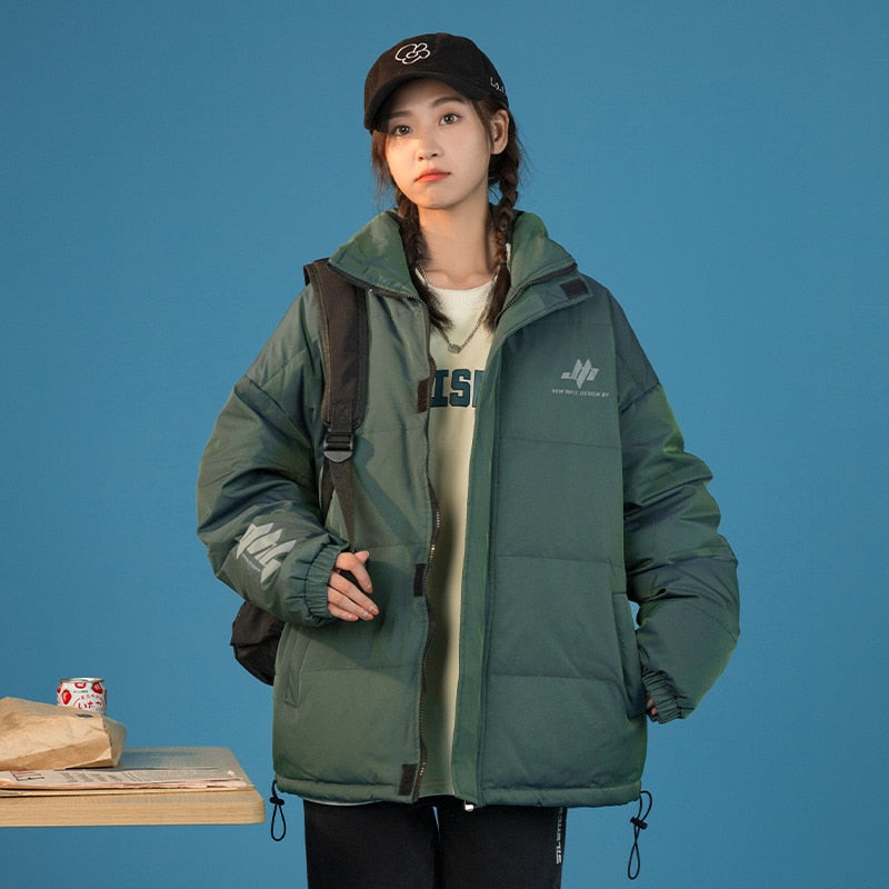 Kukombo Women Parker Winter Winter 2023 New Loose Cotton-Padded Jacket Trend Cool Color Bread Clothing Cotton-Padded Jacket