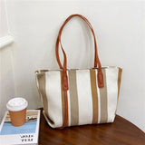 Luxury Design Stripe Linen Tote Women Shoulder Bags for Women Large Capacity Shopper Bag Messenger Bag Handbags bolsos de mujer K40