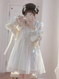 Kukombo White Kawaii Sweet Dress Women Summer 2022 Korean Chic Elegant Party Mini Dress Fairy Casual Japanese Lolita Princess Cute Dress