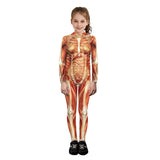 Kukombo Halloween Children Jumpsuit Skeleton Muscle Viscera Halloween New Creative Printing Kids Performance Cosplay Horror Costume Scary Bodysuit