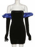 Kukombo Long Puff Sleeve Off Shoulder Autumn Winter Elegant Evening Party White Black Mini Dress Women Kawaii Dresses