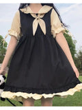 Kukombo Hstar Cute Women's Lolita OP Dress Flouncing Trim Japanese Harajuku Long Sleeves Victorian Dress Vestidos Gothic Lolita Cosplay