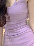 Kukombo Summer Elegant Spaghetti Strap Mini Women Dress Sleeveless Sexy Bodycon Slim Purple Vestidos Female Fashion Vintage Sundress