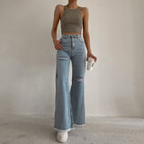 Cyber Monday Sales Summer Casual Y2k Pants Straight Leg High Slit High Waisted Streetwear Washed Jeans For Women 2022 Pantalones Vaqueros Mujer
