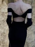 Kukombo Women's Spring Summer Elegant Knitted Bodycon Midi Black Dress Slim Party Evening Vestidos Fashion Female Clothings