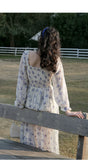Kukombo 2022 Spring Summer Fashion Sweet Korean Style Chiffon Floral Dress Long Sleeve Square Collar Dress Elegant Casual A-Line Dress