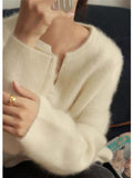 Thanksgiving Gift Winter Women Sweater Knitted Cardigan Oversize Girls Sweater Woman Cashmere  Pullover Tops Long Sleeve Maxi Vintage Y2k Thick