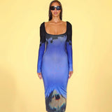Kukombo Cyber Monday Sales Fashion U Neck Casual Bodycon Hip-Fit Slim Long Dress Vestidos Mujer Backless Elegant Long Sleeve Maxi Dresses For Women