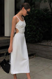 Kukombo Cut-out Backless Strappy White Dress