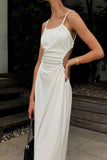 Kukombo Cut-out Backless Strappy White Dress