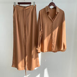 Christmas Gift Msfancy Summer Pant Sets Women Long Sleeve Blouse Hight Waist Wide Leg 2 Piece Sets 2021 Female Pant Suits