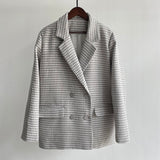 Kukombo Christmas Gift Msfancy Autumn Plaid Skirt Sets Women Elegant Double Breasted Oversized Blazer High Waist Mini Skirt 2 Piece Sets
