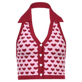 Kukombo Streetwear Fashion Striped Halter Knitted Vest For Women Sexy Backless Slim Outfits Female Tank Tops Autumn Ladies