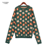 Christmas Gift Vintage Knit Sweater Women Tops Casual Sweater Streetwear Women Sweater Winter Thicken Knitwear Pullovers Oversized Top Sweaters