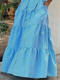 Women's Shirt Dress Casual Dress Swing Dress Maxi long Dress Outdoor Daily Date Polyester Basic Classic Shirt Collar Ruched Button Long Sleeve Spring Fall Winter 2023 Regular Fit Blue Plaid S M L XL