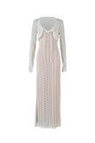 Kukombo Lace V Neck Slit Two-Piece Dress