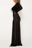 Kukombo Lace V Neck Slit Two-Piece Dress