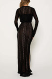 Kukombo Lace V Neck Slit Two-Piece Dress