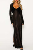 Kukombo Lace V Neck Slit Two-Piece Dress