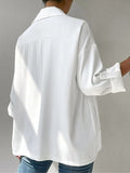 Women's Trench Coat Fall Formal Ruffle Plain Comfortable Streetwear Regular Fit Outerwear Long Sleeve Summer White S