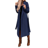 Women's Coat Work Street Shopping Fall Winter Long Coat Regular Fit Warm Breathable Comtemporary Stylish Formal Jacket Long Sleeve Plain with Pockets With Belt Black White Yellow