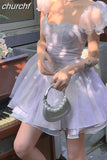 Kukombo Women's Hotsweet Backless Strapless Blue Ball Gown Suspender Dresses 2023 Summer High Waist Chiffon Party Club Dress