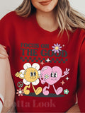 Women's Sweatshirt Pullover Sports Basic White Yellow Pink Graphic Letter Street Round Neck Long Sleeve Top Micro-elastic Fall & Winter