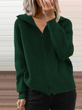 Women's Cardigan Sweater Jumper Ribbed Knit Zipper Solid Color Shirt Collar Stylish Casual Daily Going out Fall Winter White Blue S M L