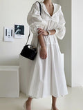 Women's Casual Dress Cotton Linen Dress Swing Dress Maxi long Dress Linen / Cotton Blend Fashion Basic Outdoor Daily Vacation Hooded Ruched Pocket Long Sleeve Fall Winter Autumn 2023 Loose Fit Black