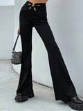 Women's Bell Bottom Pants Trousers Full Length Fashion Streetwear Street Daily Black S M Fall Winter