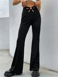Women's Bell Bottom Pants Trousers Full Length Fashion Streetwear Street Daily Black S M Fall Winter