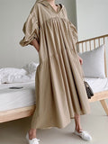 Women's Casual Dress Cotton Linen Dress Swing Dress Maxi long Dress Linen / Cotton Blend Fashion Basic Outdoor Daily Vacation Hooded Ruched Pocket Long Sleeve Fall Winter Autumn 2023 Loose Fit Black