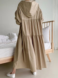 Women's Casual Dress Cotton Linen Dress Swing Dress Maxi long Dress Linen / Cotton Blend Fashion Basic Outdoor Daily Vacation Hooded Ruched Pocket Long Sleeve Fall Winter Autumn 2023 Loose Fit Black