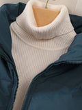 Women's Puffer Jacket Winter Long Sleeve Zip Puffer Jacket Pockets Baggy Short Down Coats Warm Windproof Stand Collar Fashion Casual Street Style Plain Regular Fit Outerwear Fall