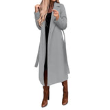 Women's Coat Work Street Shopping Fall Winter Long Coat Regular Fit Warm Breathable Comtemporary Stylish Formal Jacket Long Sleeve Plain with Pockets With Belt Black White Yellow