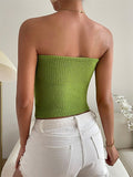 Women's Sweater Vest Jumper Cable Knit Open Back Solid Color Strapless Stylish Casual Home Going out Summer Spring Black White S M L