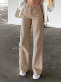 Women's Jeans Pants Trousers Straight Full Length Fashion Streetwear Street Daily Apricot Black S M Fall Winter