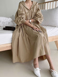 Women's Casual Dress Cotton Linen Dress Swing Dress Maxi long Dress Linen / Cotton Blend Fashion Basic Outdoor Daily Vacation Hooded Ruched Pocket Long Sleeve Fall Winter Autumn 2023 Loose Fit Black