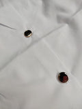 Women's Shirt Blouse Black White Button Long Sleeve Work Business Standing Collar S
